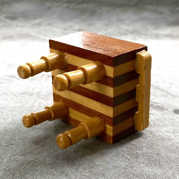 Dollhouse Miniature Wood Butcher Block Table Counter 2" tall, Vintage - Picture 4 of 6